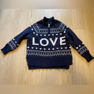 Aerie Navy and White LOVE Sweater